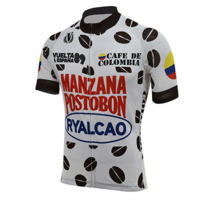 Купить 2021 CAFE DE COLOMBIA Cycling Jersey Short Sleeve Retro Road Pro Clothing MTB