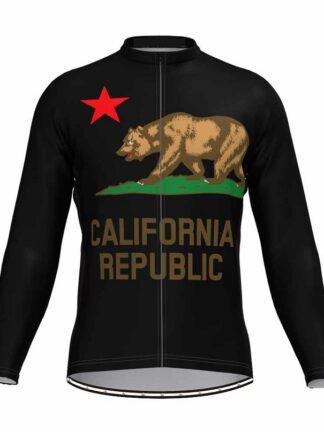 Купить 2021 Retro THE CALIFORNIA REPUBLIC LONG SLEEVE CYCLING Jersey Thermal Fleece Autumn And Winter