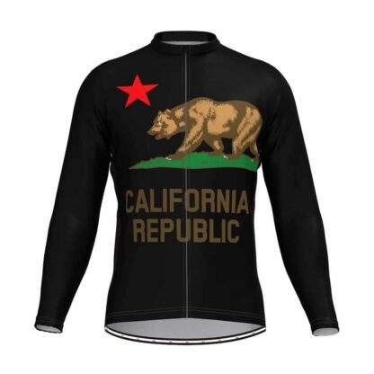 Купить 2021 Retro THE CALIFORNIA REPUBLIC LONG SLEEVE CYCLING Jersey Thermal Fleece Autumn And Winter