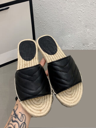 Купить Classic espadrille Scuffs slippers Summer fashion women Fisherman flip flops lady shoes Flat Ladies loafer Genuine Leather Designer luxury