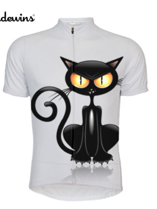 Купить 2021 Women's Cycling Clothing Black cat Short Sleeve Jersey Top Team MTB wear Ropa Ciclismo Pro Girls sportswear 5149