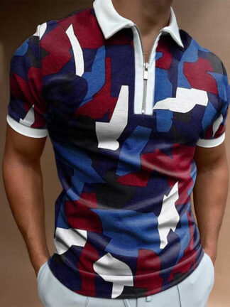 Купить summer 3xl apparel POLO tee shirts zipper knit jacquard men's plus size T shirt top
