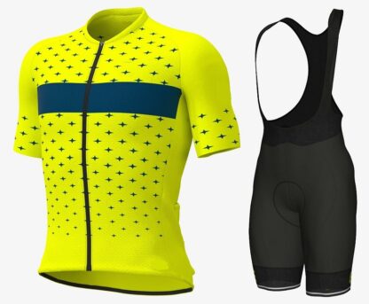 Купить 2021 Stars Yellow Cycling Jersey And Bib Shorts Set