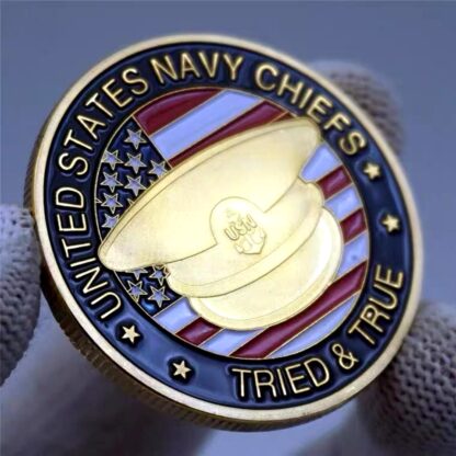 Купить 50pcs Non Magnetic Crafts USArmy Millitary Department Of The Navy Chiefs Tried True 24k Gold Plated Challenge Coin