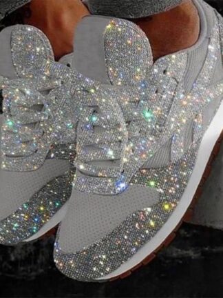 Купить Slippers Flat woman glitter casual female mesh shoes Rent up to bling comfortable platform plus size vulcanized soft knitting CQLK