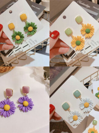 Купить Cute Women New Fancy Alloy Flower Hoop Earrings 3 Colors Korean Style Silver Post Earring Jewelry
