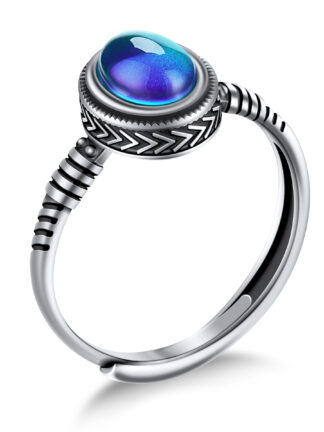 Купить New Fashion Handmade High Quality 925 Sterling Silver Ring Women Gift Adjustable Emotional Control Mood Rings