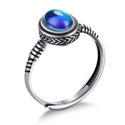 Купить New Fashion Handmade High Quality 925 Sterling Silver Ring Women Gift Adjustable Emotional Control Mood Rings