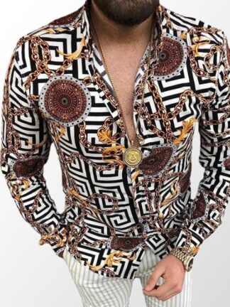 Купить Autumn chemisier blusa European American men long sleeve shirt casual printed shirts plus size 2xl 3xl blouse