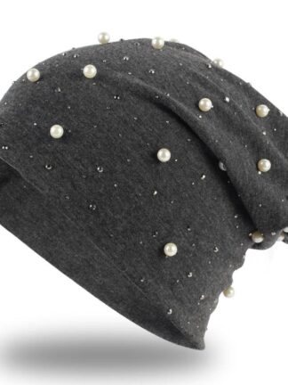 Купить Beanie/Skull Caps Special Pearl Rhinestone Accessories Beanies Women's Autumn Fashion Ladies Solid Color Hats Bonnet