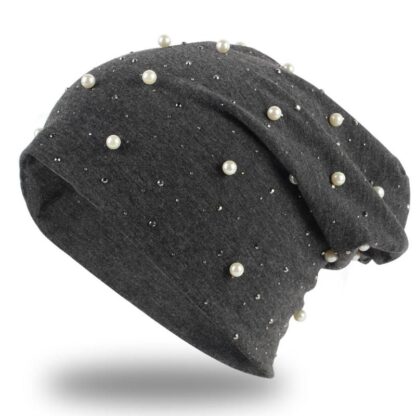Купить Beanie/Skull Caps Special Pearl Rhinestone Accessories Beanies Women's Autumn Fashion Ladies Solid Color Hats Bonnet