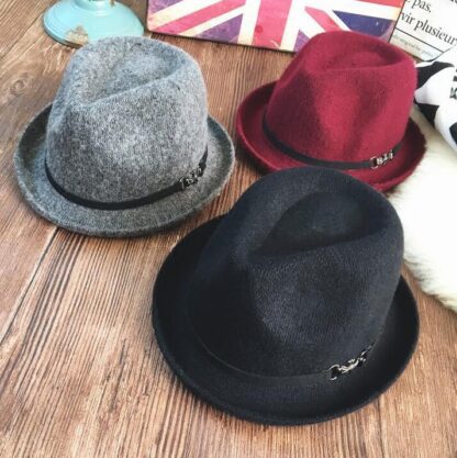 Купить Korean Spring and Autumn Cross Hat Men's Women's British Wool Jazz Small Outdoor Warm