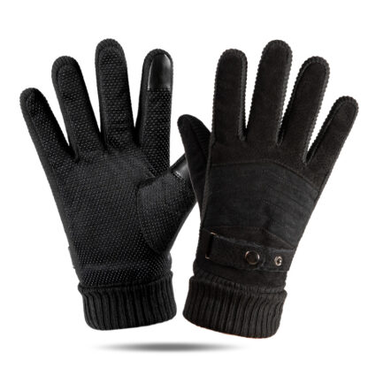 Купить Cool Men Gift Cold Proof Warm Driving Gloves Black and Brown Pigskin Touch Screen Glove