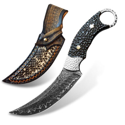 Купить Forged Damascus Steel Knife Multipurpose Tactical Self-defense Knife Outdoor Camping Survival Knives Tool Handmade Practical EDC Fighting Fishing Cutting Tool