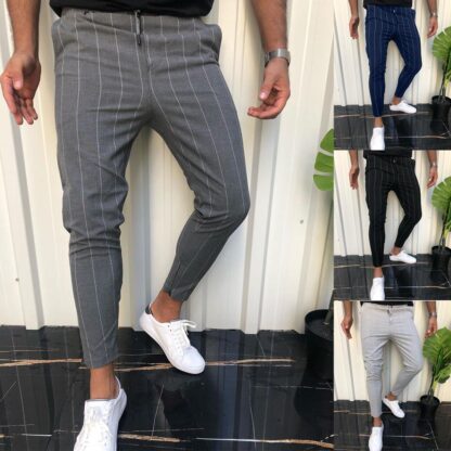 Купить Men's Pants Striped Joggers Trousers Male Casual Summer Social Slim Fit Streetwear Clothing Sweatpant Hip Hop Soft