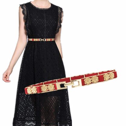 Купить Belts Fashion Elegant Women Metal Elastic Simple Buckle Belt For Dress Femal Corset Clothing Accessories Black White Red Strap