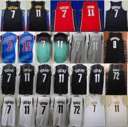 Купить Basketball Edition Earned City Kevin Durant Jersey 7 Kyrie Irving 11 Biggie 72 Spencer Dinwiddie 8 Stitched Black White Green Top Quality