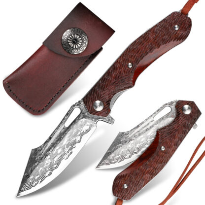Купить Forged Damascus Steel Folding Knife Pocket Wooden Handle EDC Tool Outdoor Camping Multi-purpose KnivesSurvival Hiking Mountaineering Fishing Equipment