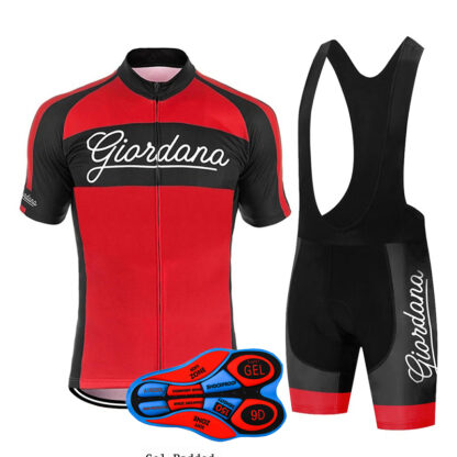 Купить 2022 Men's/Women's Cycling Short Sleeve Jersey And Bib Shorts Suit--Red