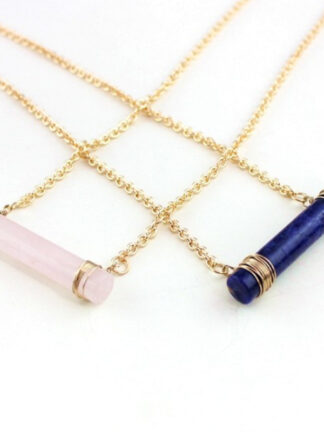 Купить Simple Design Hand Wrapped Natural Pink Crystal Blue Aventurine Pendant Necklace