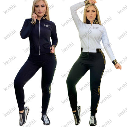 Купить womens fashion tracksuit luxury designer high qualityzipper jacket sweatpant 2pcs outdoor suit sportwear casual jogging set