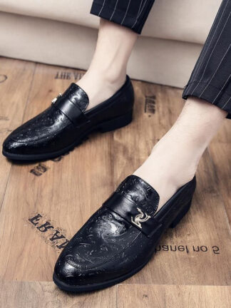 Купить Black 2021 New Men Shoes PU Leather Loafer Shallow Spring Autumn Slip on Round Toe Casual Business Shoes Outdoors Comfortable Concise DH602