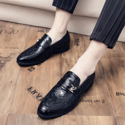 Купить Black 2021 New Men Shoes PU Leather Loafer Shallow Spring Autumn Slip on Round Toe Casual Business Shoes Outdoors Comfortable Concise DH602