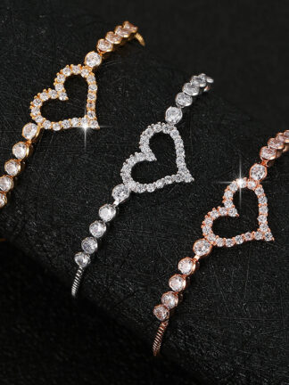 Купить Heart Zircon Charm Bracelets Fashion Personality Women Jewelry Copper Chain Bracelets