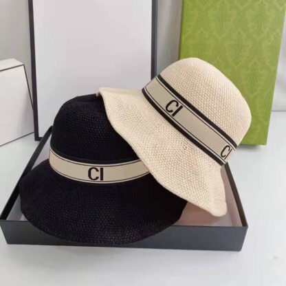 Купить Straw Hat Sun Hats Caps Designer Cap Casquette for Man Woman Breathable Summer Resort Sun Protection Stripe Letters Black Beige Pink khaki Color